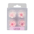 Pink Flower Sugar Pipings - Pack of 12