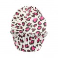 Baked with Love Foil Lined Baking Case Leopard Print Pink 25 pack