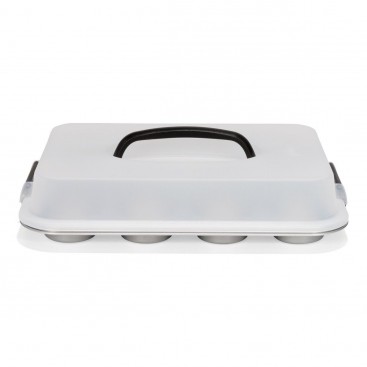 PATISSE SILVER-TOP MUFFIN PAN 12 CAVITY WITH CARRYING LID