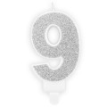 PARTYDECO BIRTHDAY CANDLE NUMBER 9 - SILVER