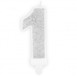 PARTYDECO BIRTHDAY CANDLE NUMBER 8 - SILVER