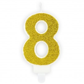 PARTYDECO BIRTHDAY CANDLE NUMBER 8 - GOLD