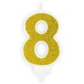 Свеча-цифра Nr. 8, золотая, PartyDeco