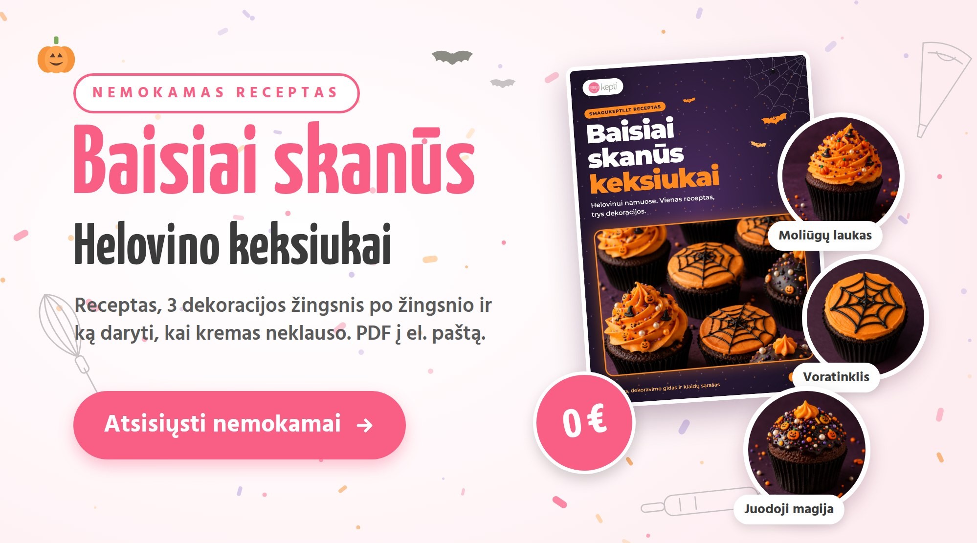 Nemokamas Helovino keksiukų receptas