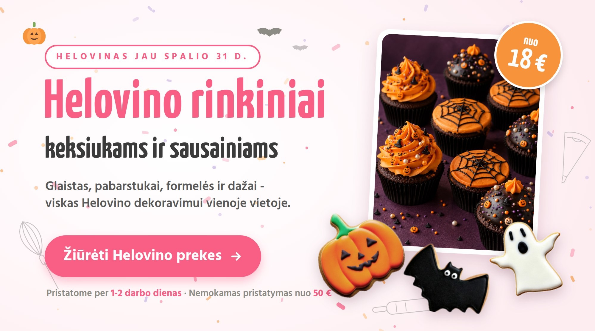 Helovino rinkiniai keksiukams ir sausainiams