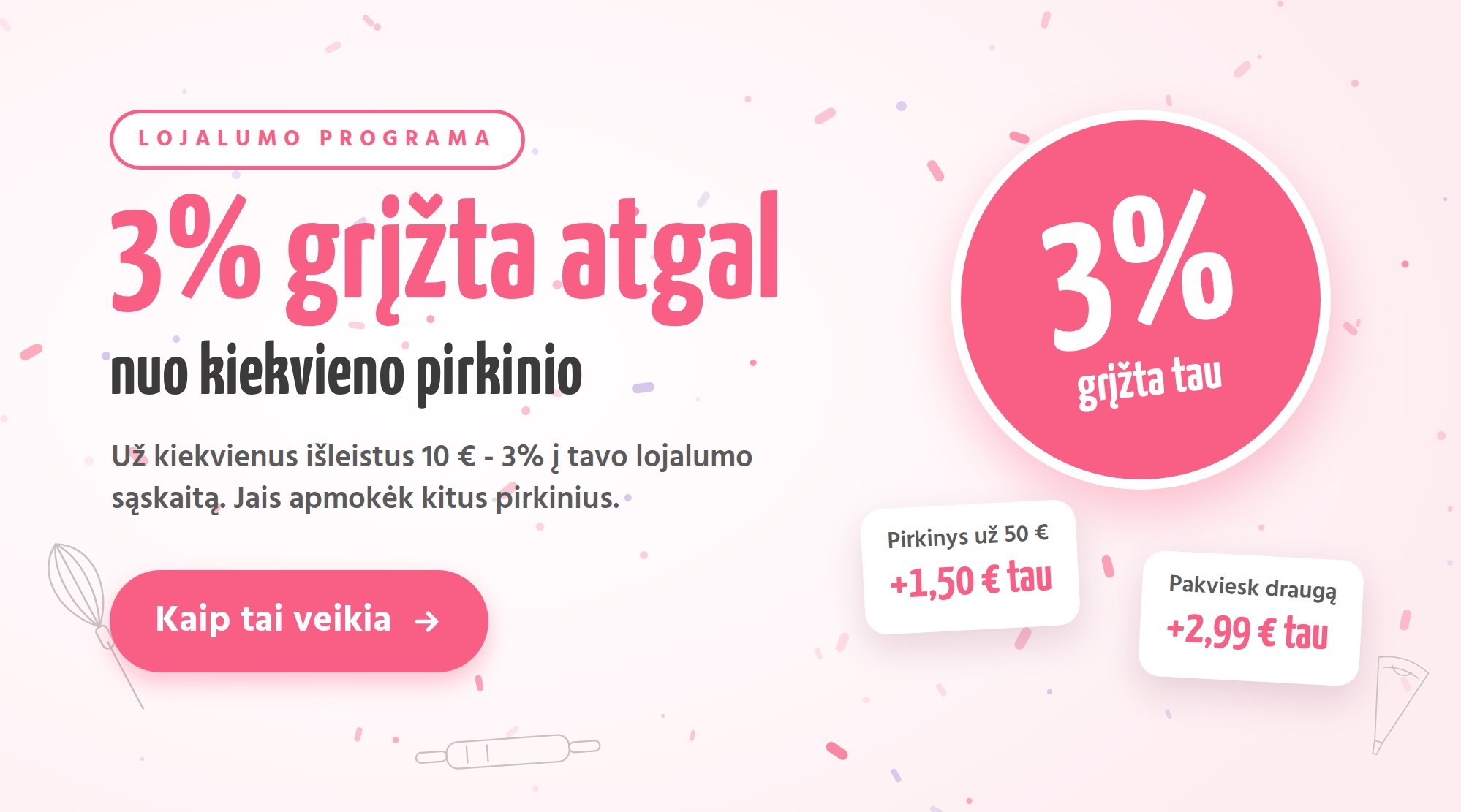 Lojalumo programa - 3% grįžta atgal